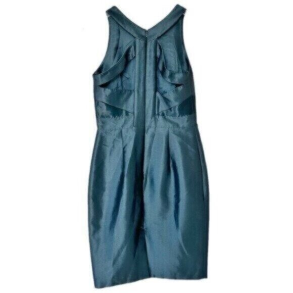 Theia Liquid Glass Arctic Blue Cutout Knee Length Sheath Dress Size 6 - Picture 6 of 10